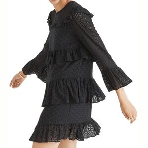 Madewell Black Waterlily Ruffle Eyelet Dress